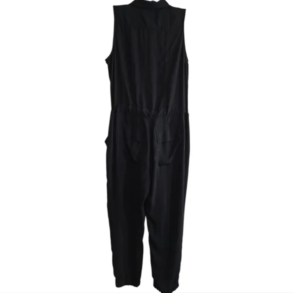 Cabi Caper Black Utility Belted Jumpsuit #5944 Medium Jogger Leg